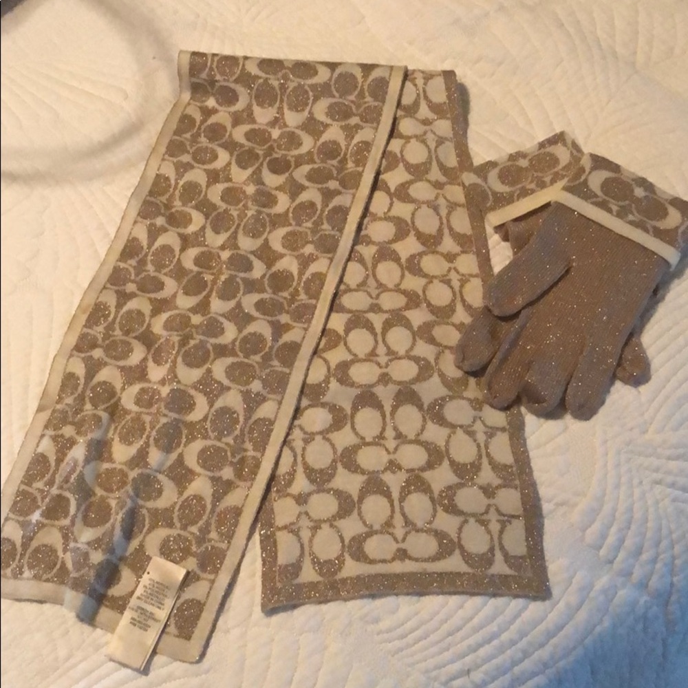Coach scarf and glove set